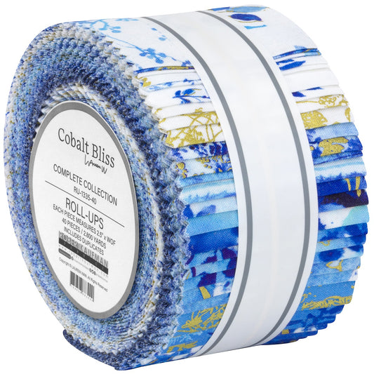 Robert Kaufman Cobalt Bliss Roll-up - 40 Strip Roll