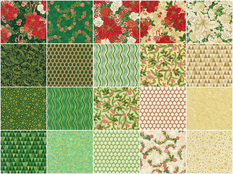 Robert Kaufman Holiday Flourish Peppermint Twist Holiday Colorstory Roll-up - 40 Strip Roll