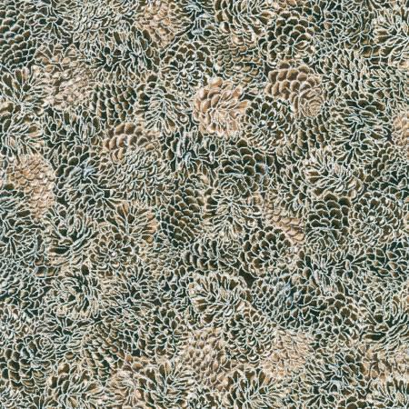 (1.5 yd) Robert Kaufman Snowy Brook SRKM-21581-160 Taupe (Metallic Accents)