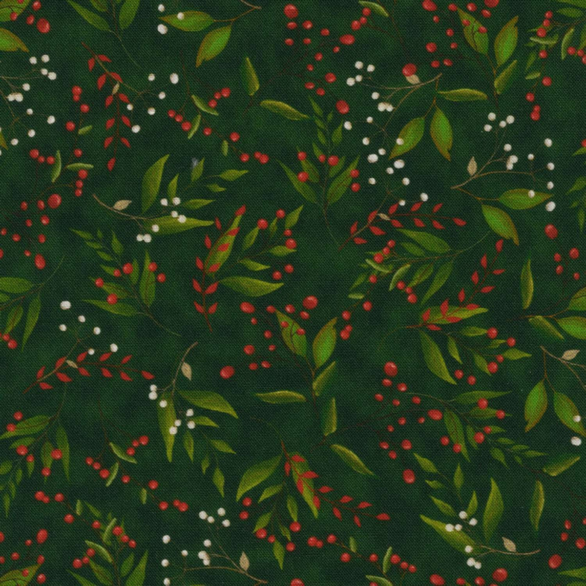 (5 yd) Robert Kaufman Gnomeland Critters SRKD-21928-7 Green Leaves and Berries