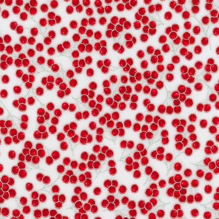 Half-Yard Bundle - Robert Kaufman "Holiday Flourish Snow Flower" Red/Silver (Metallic Accents) - 10 Fabrics, 5 Total Yards