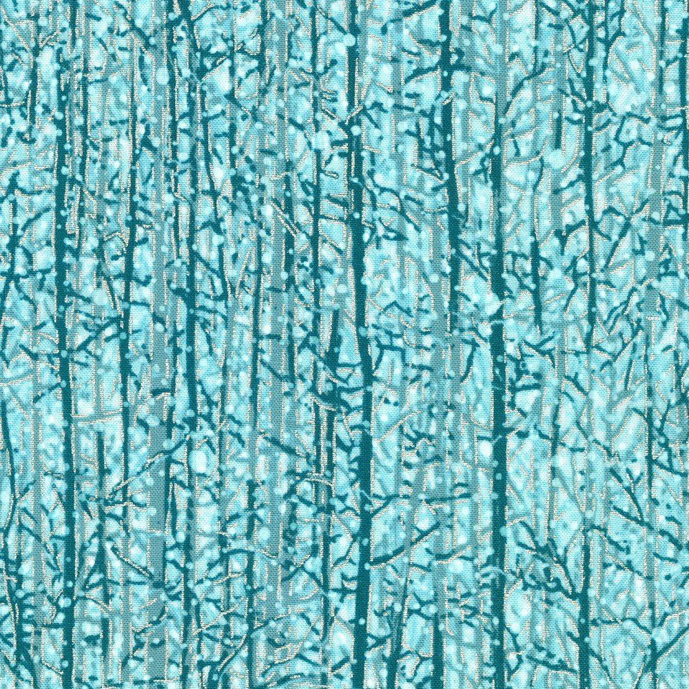 (1.5 yd) Robert Kaufman Snowy Brook SRKM-21582-70 Aqua (Metallic)