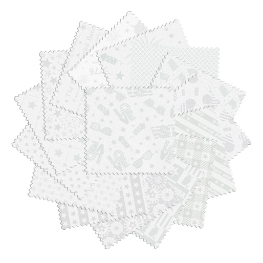 Charm Pack 5x5 Squares - Benartex Star Spangled Whites - 40 5" Squares