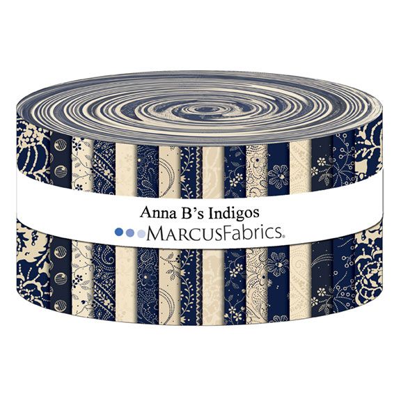 Marcus Fabrics - Anna B's Indigos By Carrie Quinn - 40 2.5" Strips/Jelly Roll