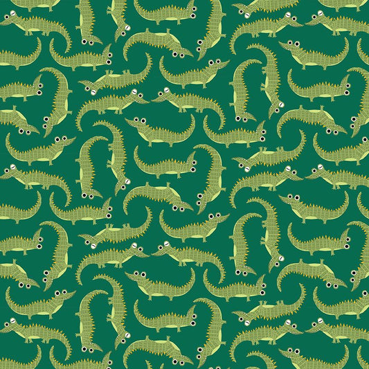(4 yd) Timeless Treasures Dear Stella-D2891 Spruce Winking Crocs