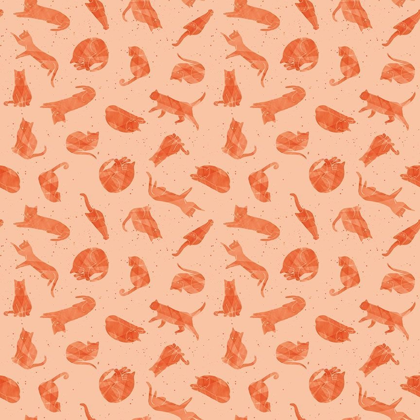 (4 yd) Timeless Treasures Dear Stella DPJ2702 Orangeade Cats