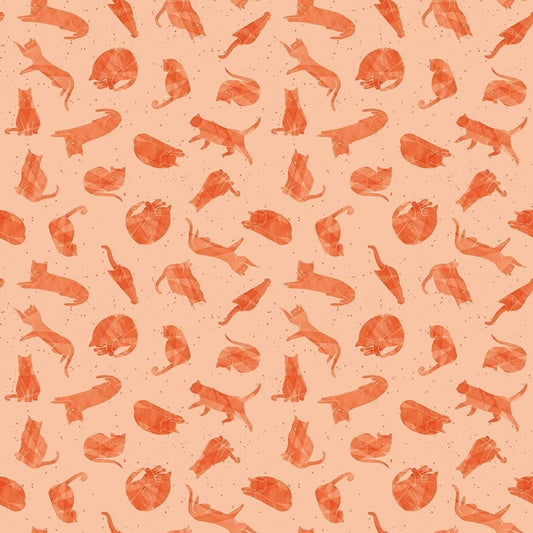 (4 yd) Timeless Treasures Dear Stella DPJ2702 Orangeade Cats