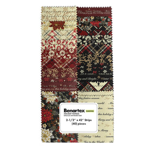 Benartex Holiday Tidings Strip-pies - 40 2.5" Strips