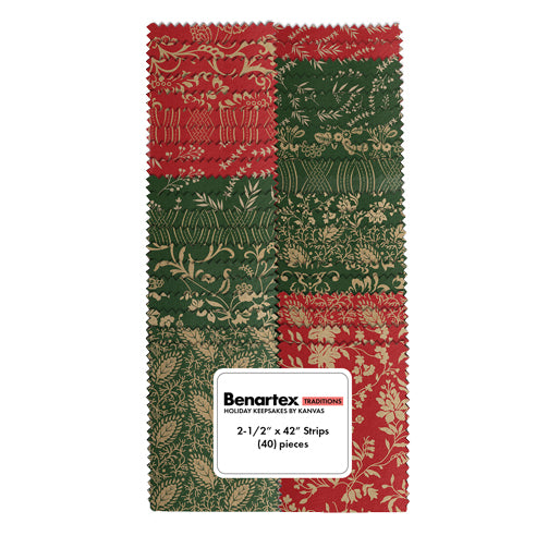 Benartex Holiday Keepsakes Strip-pies - 40 2.5" Strips