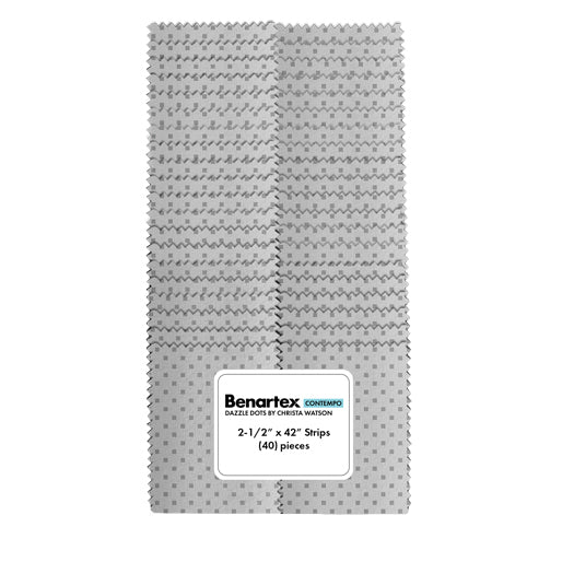 Benartex Light Gray Dazzle Dots Strip-pies - 40 2.5" Strips