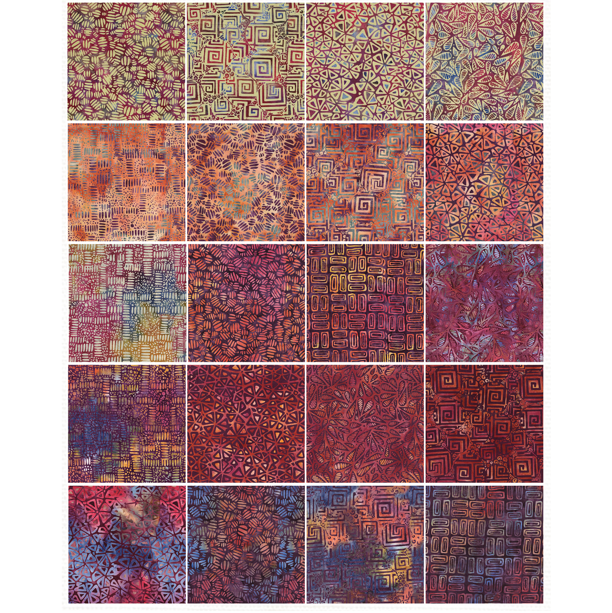Island Batik - Salsa - 20 Fabrics, 40 Total Strips