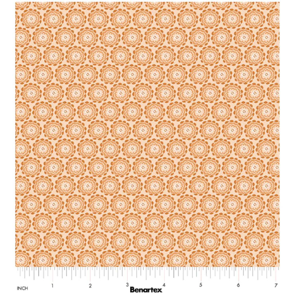 (4 yd) Benartex Color It Sunshine Dahlia Geo Tangerine 16353-37