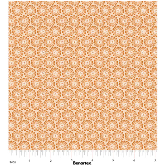 (4 yd) Benartex Color It Sunshine Dahlia Geo Tangerine 16353-37
