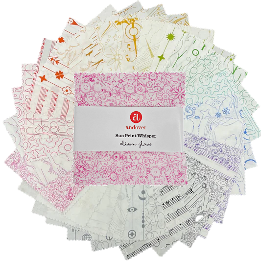 Charm Pack 5x5 Squares - Andover Sun Print Whisper - 40 5" Squares