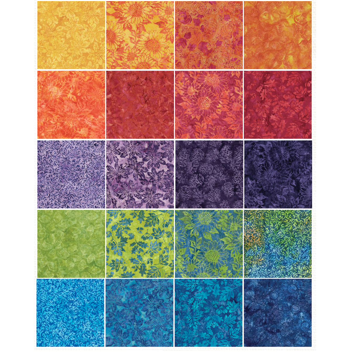 Island Batik - Sunflower Spice - 20 Fabrics, 40 Total Strips