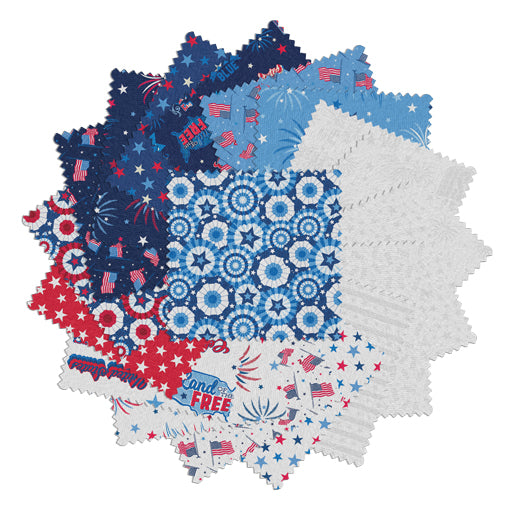 Charm Pack 5x5 Squares - Benartex Celebrate The USA - 40 5" Squares