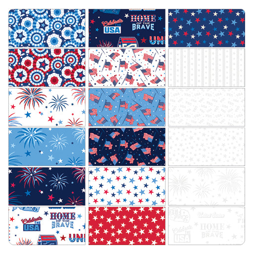 Charm Pack 5x5 Squares - Benartex Celebrate The USA - 40 5" Squares