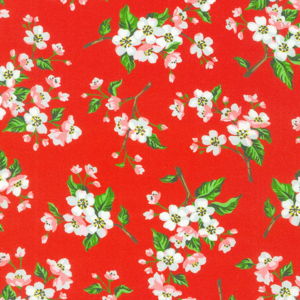 (4 yd) Robert Kaufman Apple Blossom WELD-22174-99 Cherry