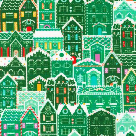 (5 yd) Robert Kaufman Tinsel Town Gingerbread House WELD-21012-32 Mint
