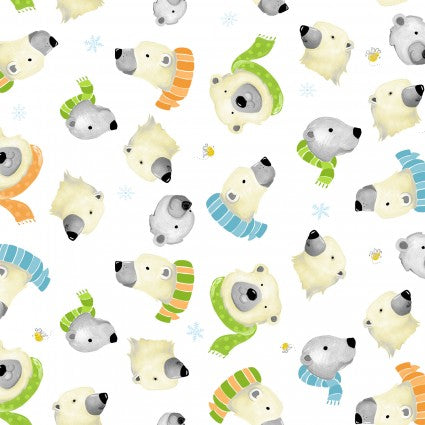 (5 yd) Clothworks Susybee Burr The Polar Bear SB20397-100 White Polar Bears