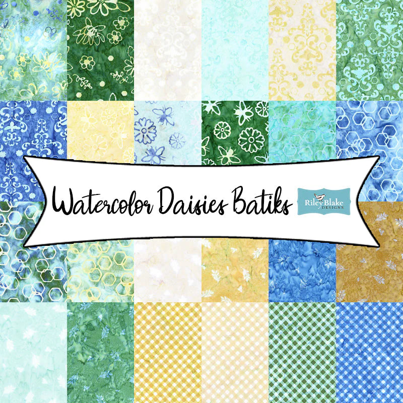 Charm Pack 5x5 Squares - Riley Blake Watercolor Daisies Batik 5-inch Stacker - 40 5" Squares