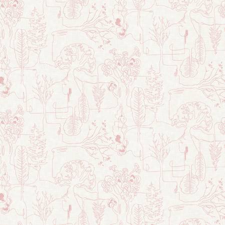 (5 yd) Clothworks Delilah Treeline Pale Pink 3692-132