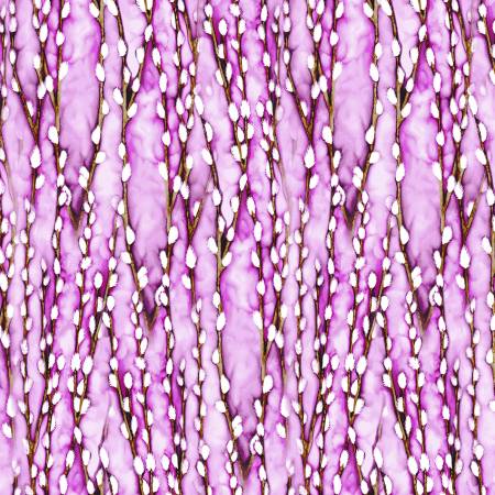 (4.5 yd) Clothworks Dragonfly Days 3756-44 Light Eggplant Pussy WIllows