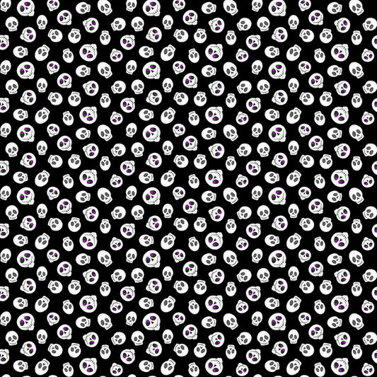 (2 yd) Clothworks Hey Boo! 3845-3 Black Skulls