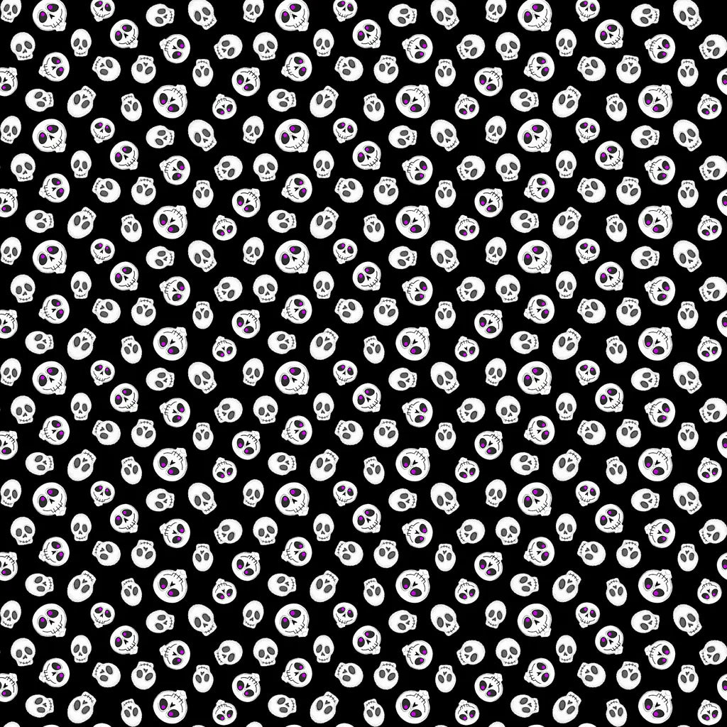 (4 yd) Clothworks Hey Boo! 3845-3 Black Skulls