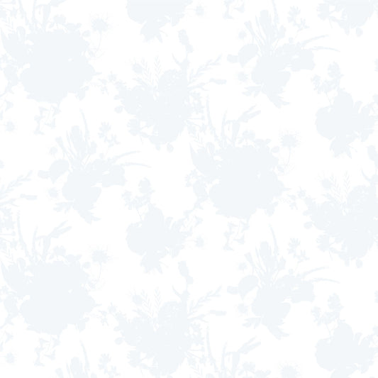 (5 yd) Clothworks Tina's Wildflowers Silhouette White 3966-1