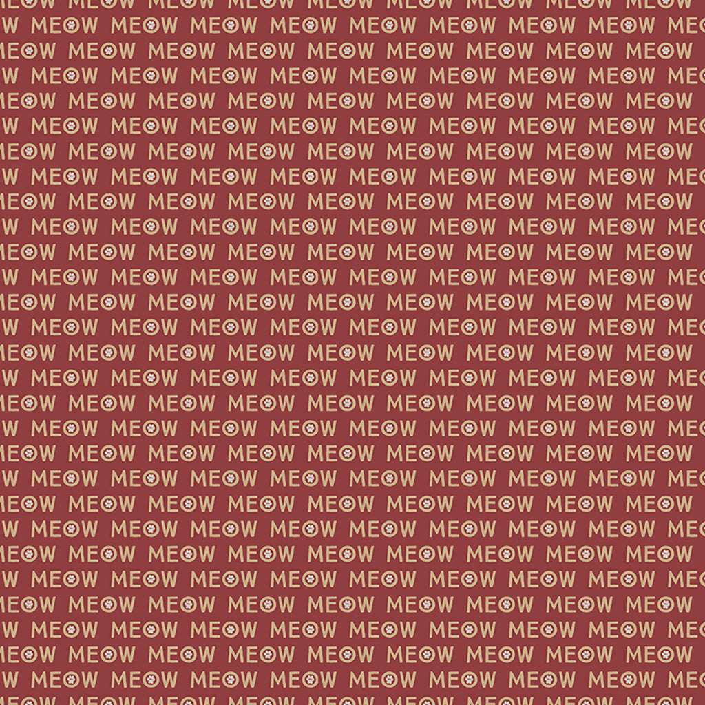 (5 yd) Clothworks Purrfection Red Meow 3976-82