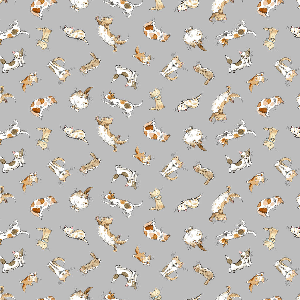 (5 yd) Clothworks What Friends Are For Lt Gray Kittens Y4272-5