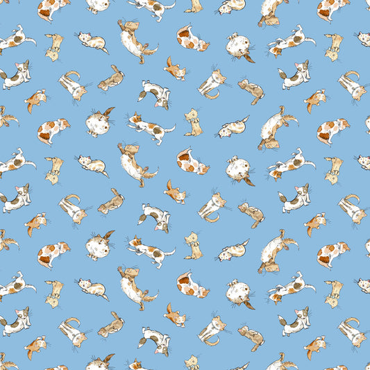 (5 yd) Clothworks What Friends Are For Kittens Blue Y4272-90