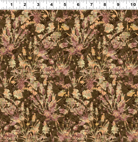 (5 yd) Clothworks Quilt Minnesota Shop Hop 2025 Wildflowers Brown Y4501-15