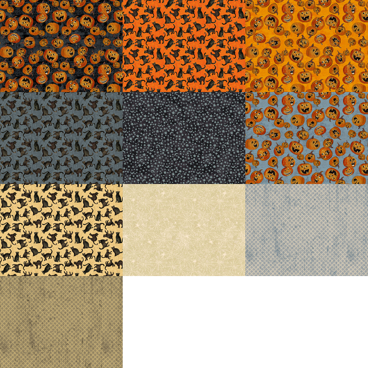 Clothworks "All Hallow's Eve" (Halloween) Half-yard Bundle - 10 Fabrics, 5 Total Yards