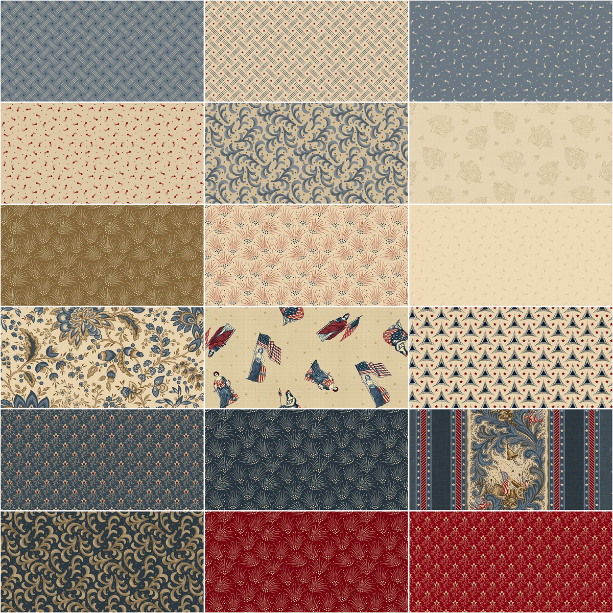 Marcus Fabrics - American Icons by Carrie Quinn - 40 2.5" Strips/Jelly Roll