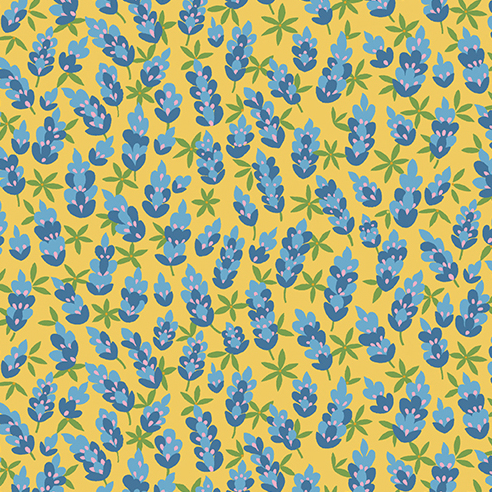 (5 yd) Andover/Makower UK Floral States Of America A-1005-TX Texas Bluebonnet