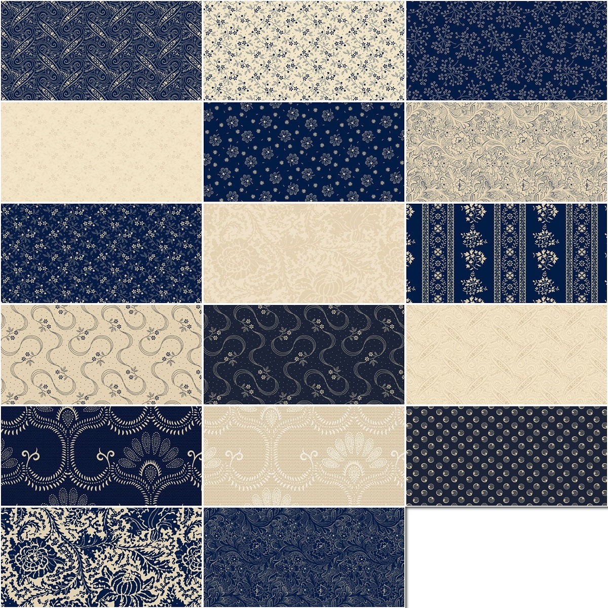 Marcus Fabrics - Anna B's Indigos By Carrie Quinn - 40 2.5" Strips/Jelly Roll