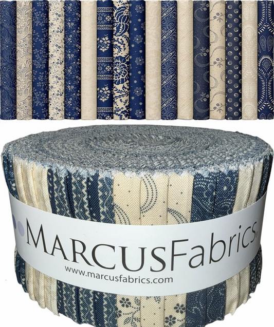 Marcus Fabrics - Anna B's Indigos By Carrie Quinn - 40 2.5" Strips/Jelly Roll