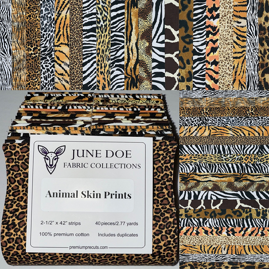 June Doe Fabric Collections -  Animal Skin Prints - 40-Strip Pack