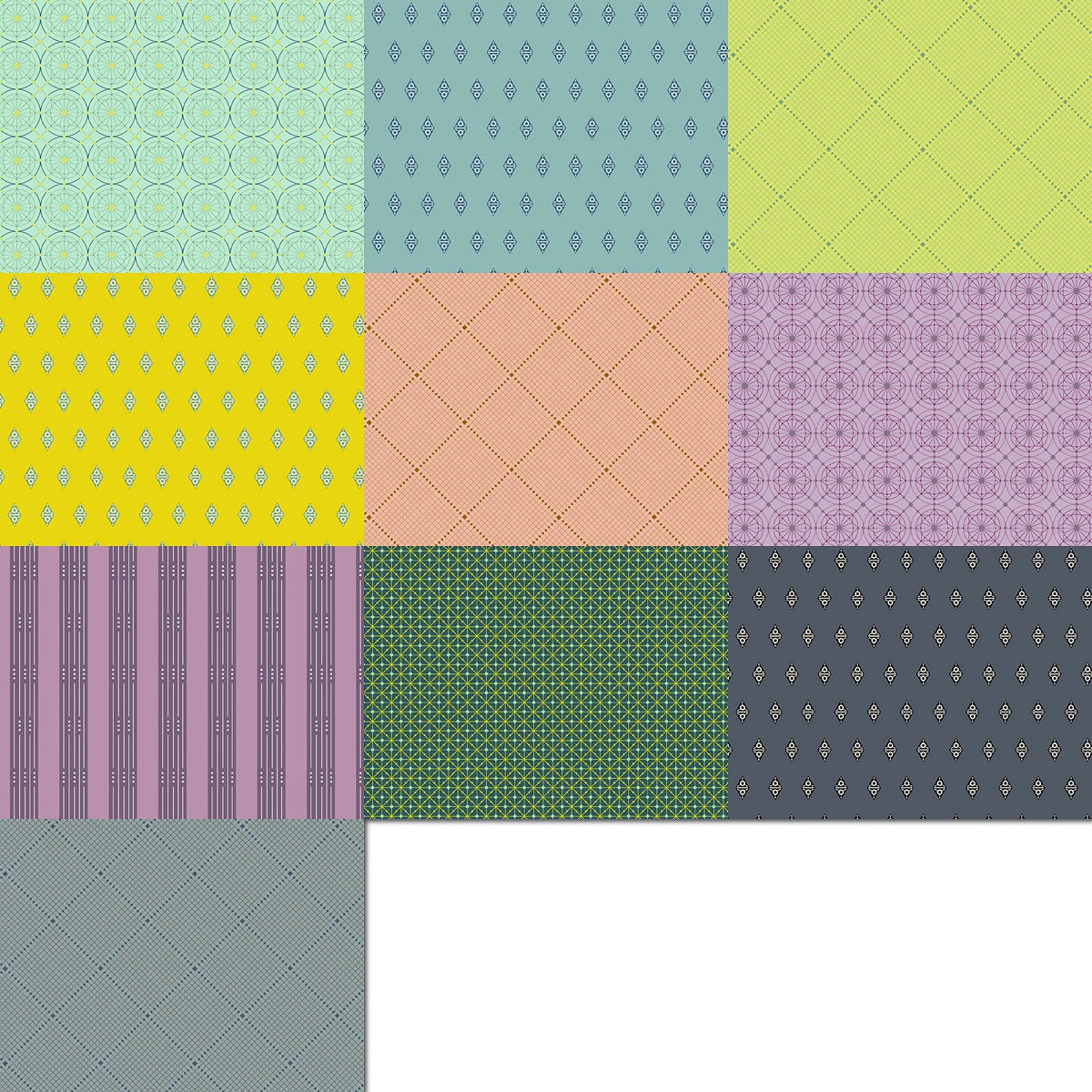 Andover "Fabrics From The Attic" Half-yard Bundle - 10 Fabrics, 5 Total Yards