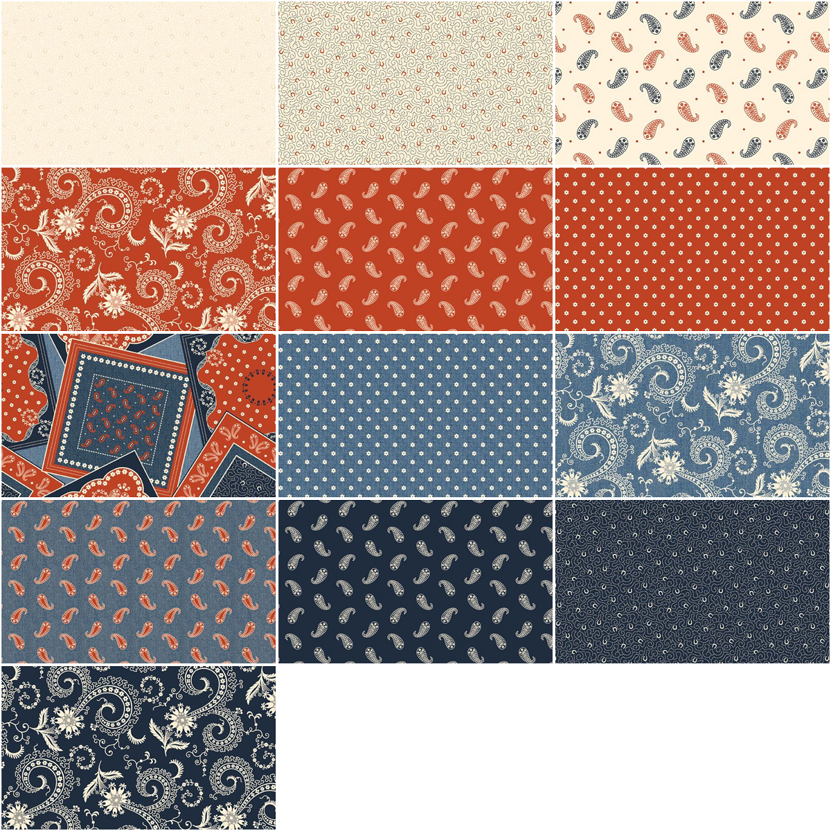 Marcus Fabrics - Bandana Bliss by The Smithsonian Institute - 40 2.5" Strips/Jelly Roll