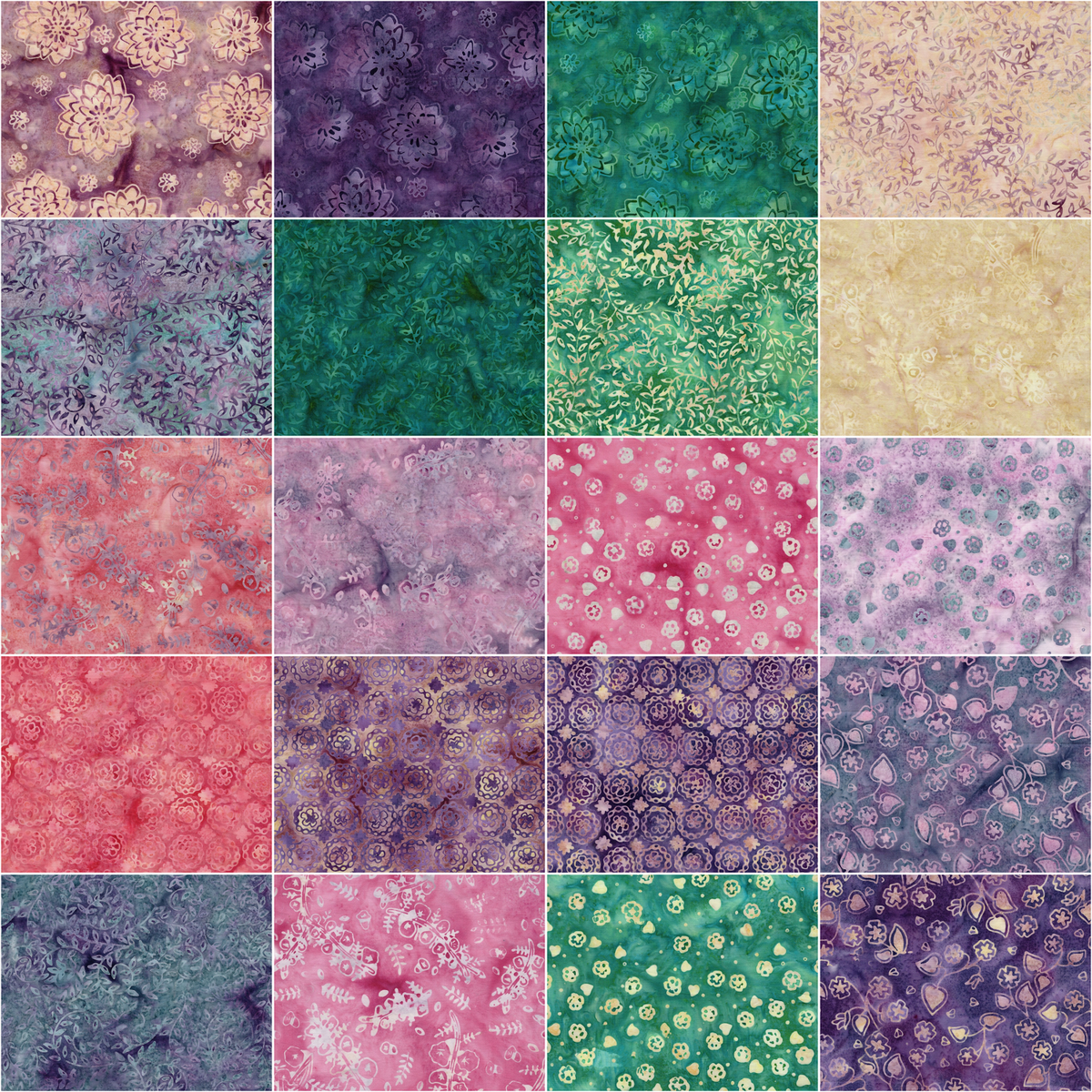 Island Batik - Blooming Garden - 20 Fabrics, 40 Total Strips