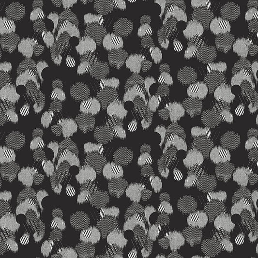 (5 yd) Clothworks Mylah's Garden Black Y3947-3 Feather Dot