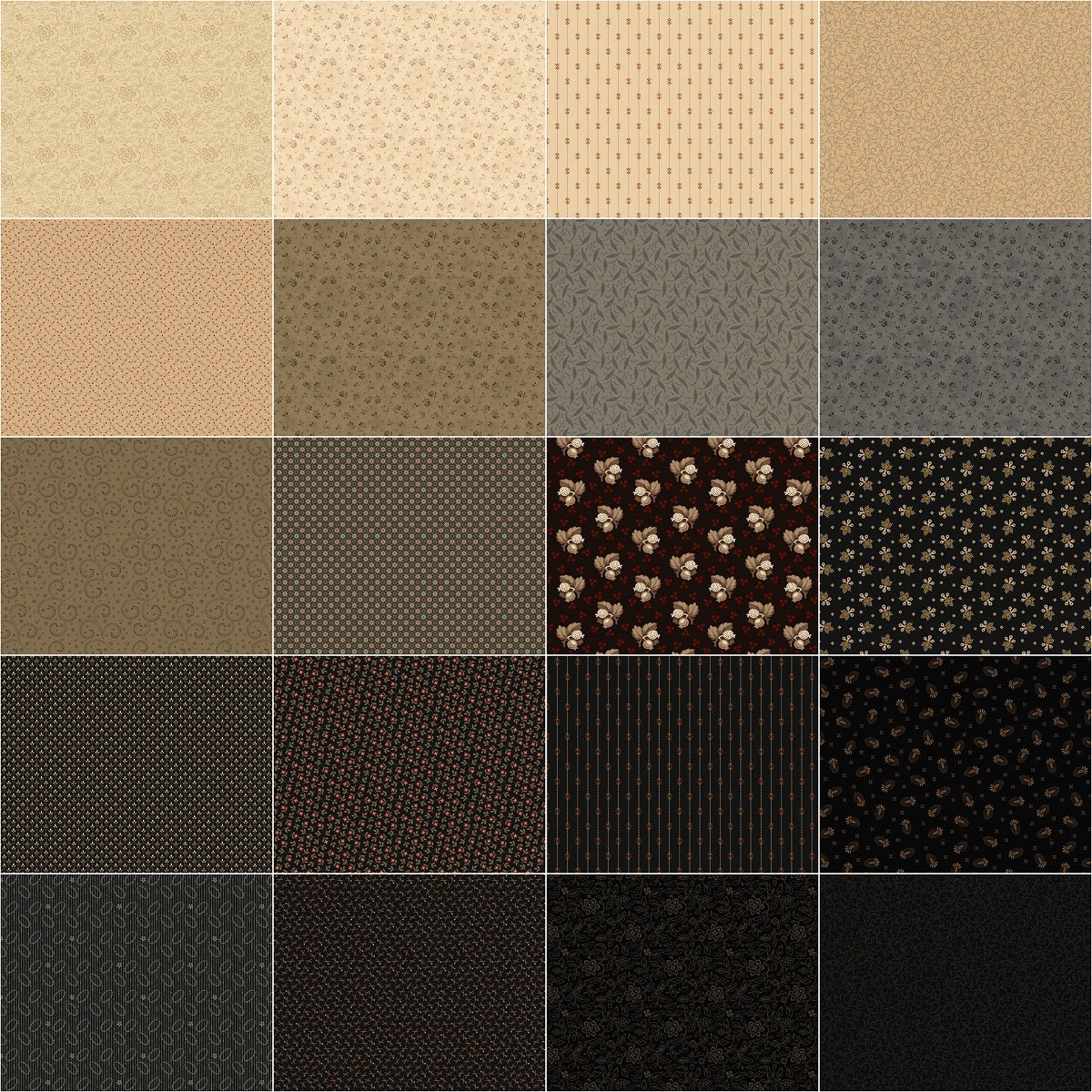 Marcus Fabrics - Black Sheep by Pam Buda - 40 2.5" Strips