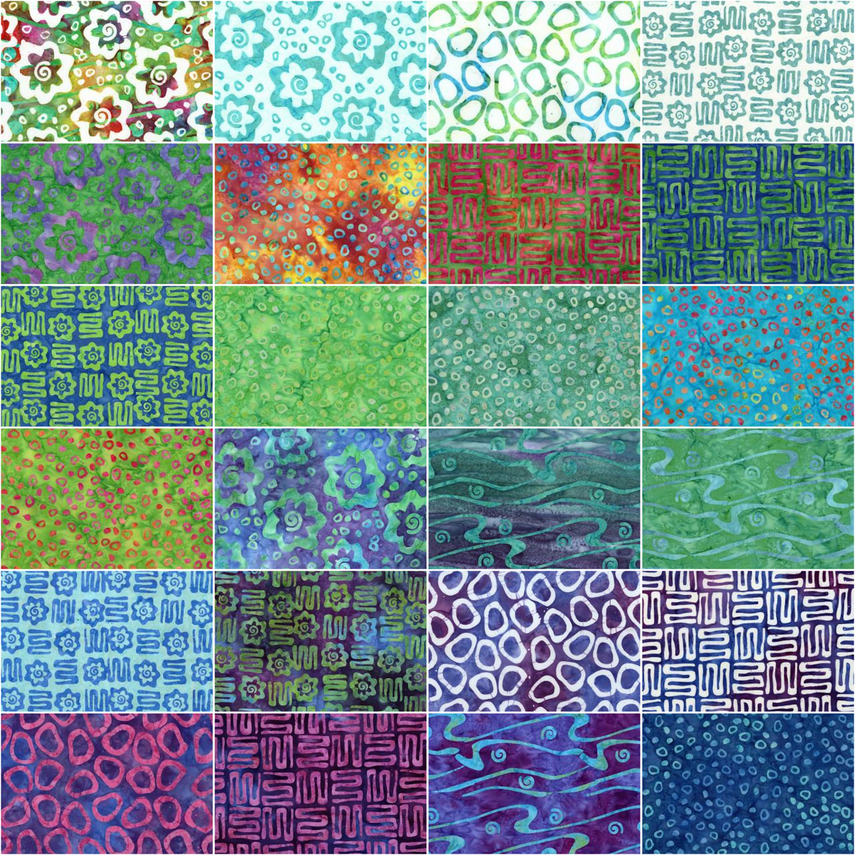 Riley Blake Bold In Bloom Expressions Batiks - 40 Strip Rolie Polie