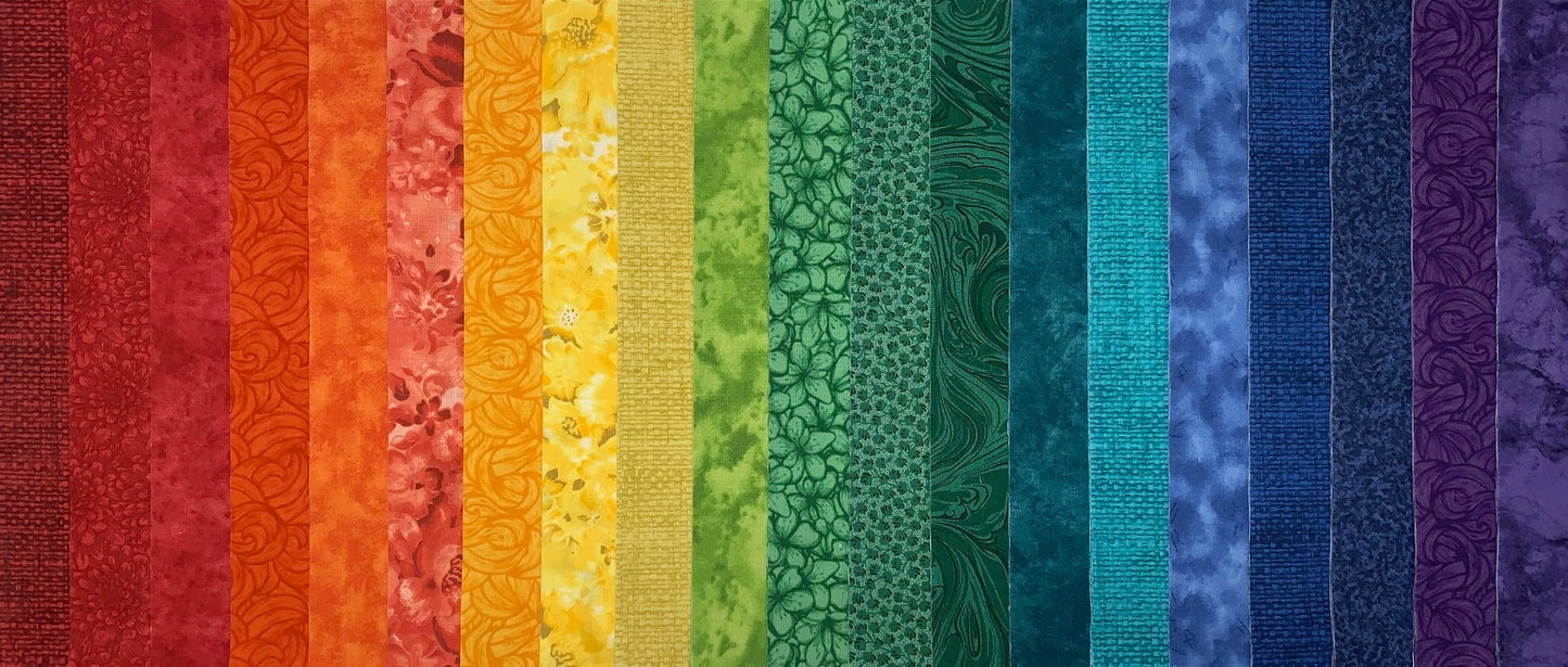 Bright Rainbow Palette 2.5" Roll - 20 Fabrics, 20 Total Strips