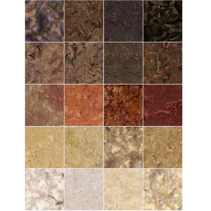 Island Batik - Breathtaking Brown - 20 Fabrics, 40 Total Strips