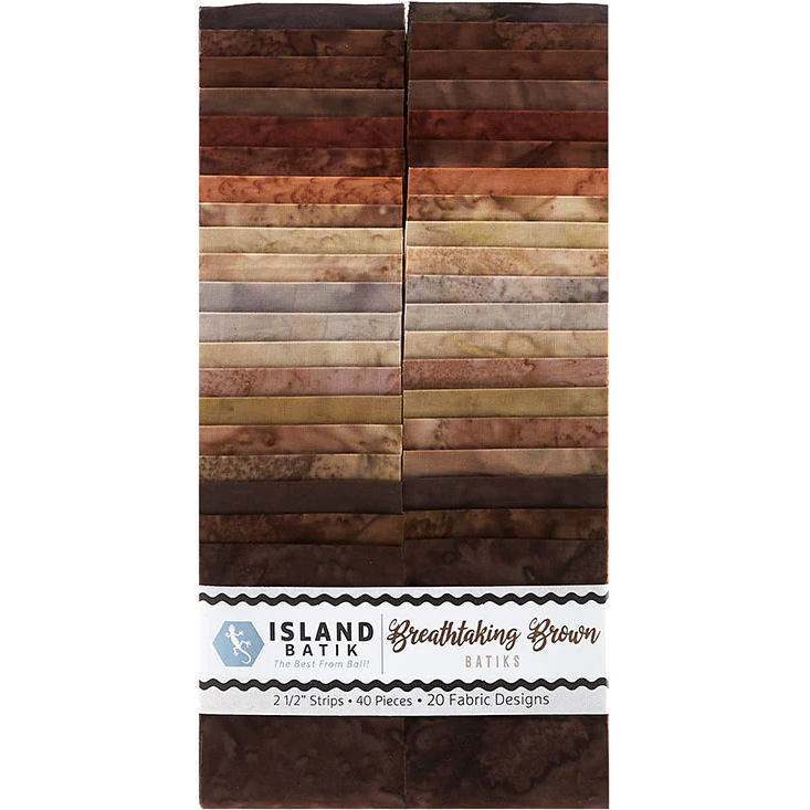 Island Batik - Breathtaking Brown - 20 Fabrics, 40 Total Strips