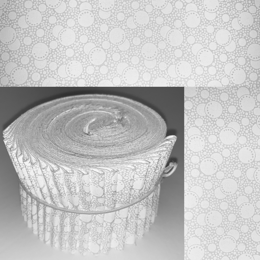 White Bubble Dots - White Tone Print 2.5" Roll - 20 Strips